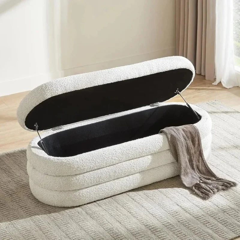 Fabric Upholstered End of Bed Storage Ottoman Bench with Large Storage Capacity