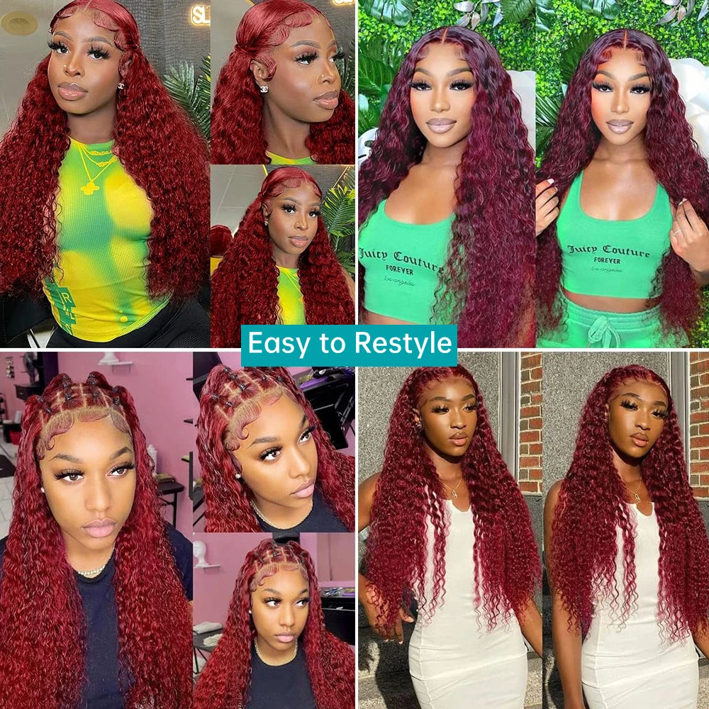 Burgundy Wig Human Hair 99j 13x6 Deep Wave Lace Front Wigs Human Hair