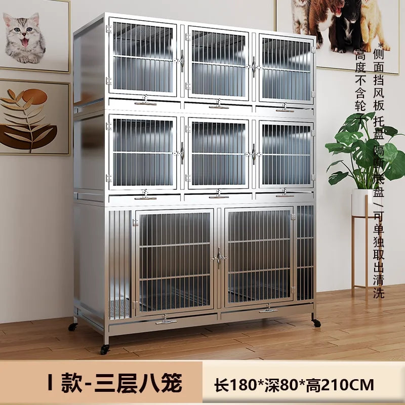 Stainless steel dog cage bold multi-layer pet display cage small dog outdoor display cabinet pet store foster cage