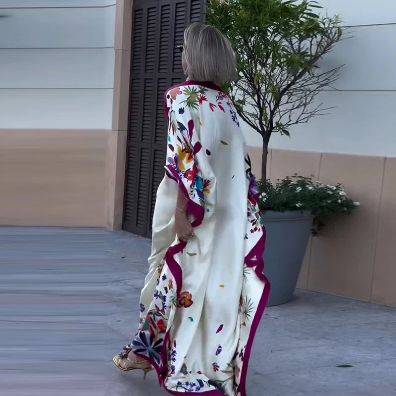Printted Women Dresses Bohemian Dress Kaftans for Women 2026 Fashion Loose Dresses for Woman Maxi Robe Elegant Beach Dress