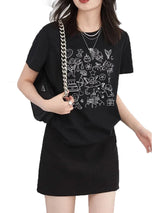 CHIC VEN Korean Fashion Women T-Shirts Loose New O Neck Short Sleeve Printed Girl Tees Slim Female Top Spring Summer 2026