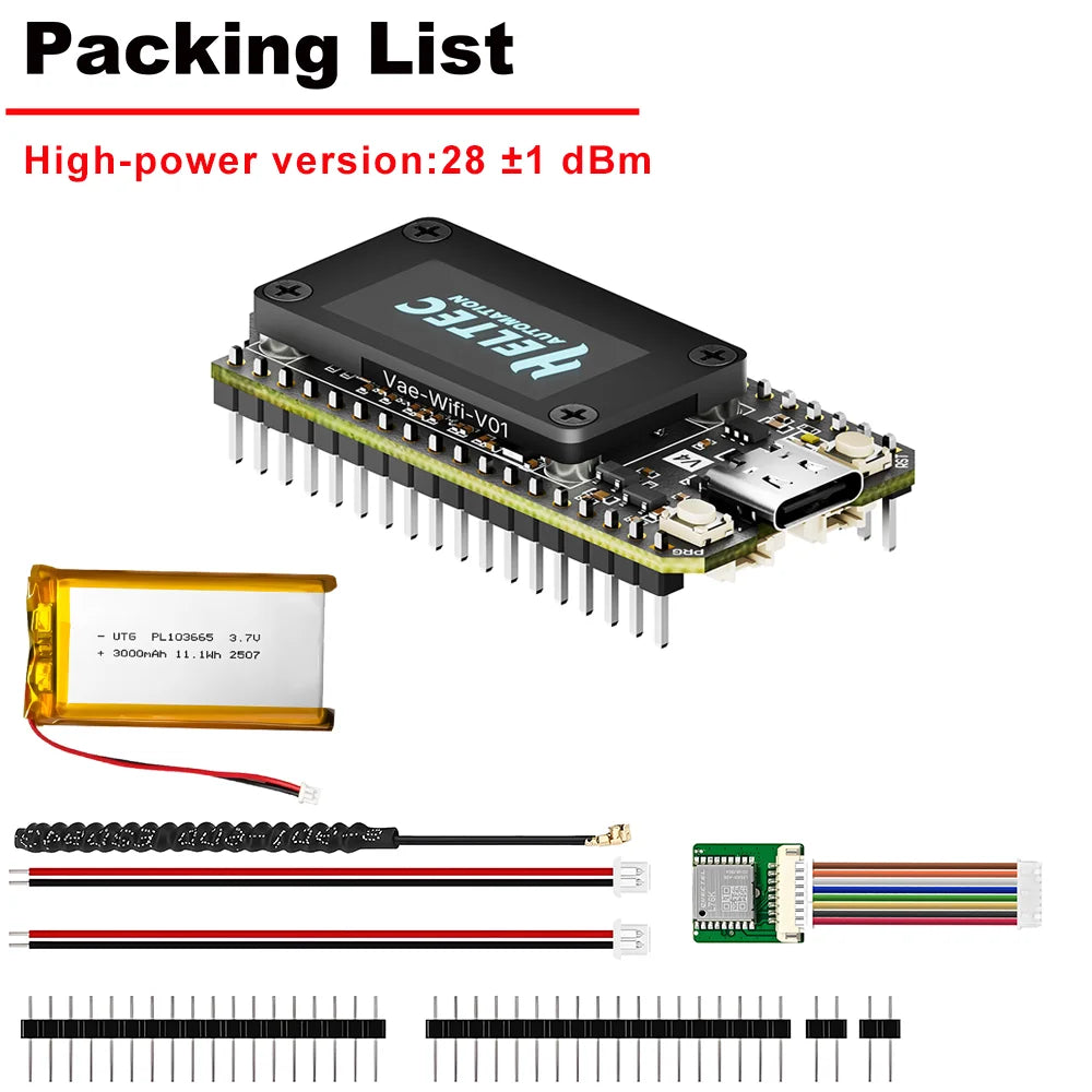 Heltec V4 Meshtastic WiFi LoRa 32 Dev-Board Case Set with 3000mAh Battery Soft Antenna ESP32 SX1262 Solar Powered BLE High Power