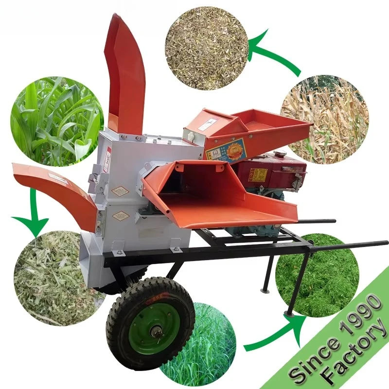 Weiwei animal feed straw chopper, silage hay husk cutter grain corn grinder, grass crop cutter