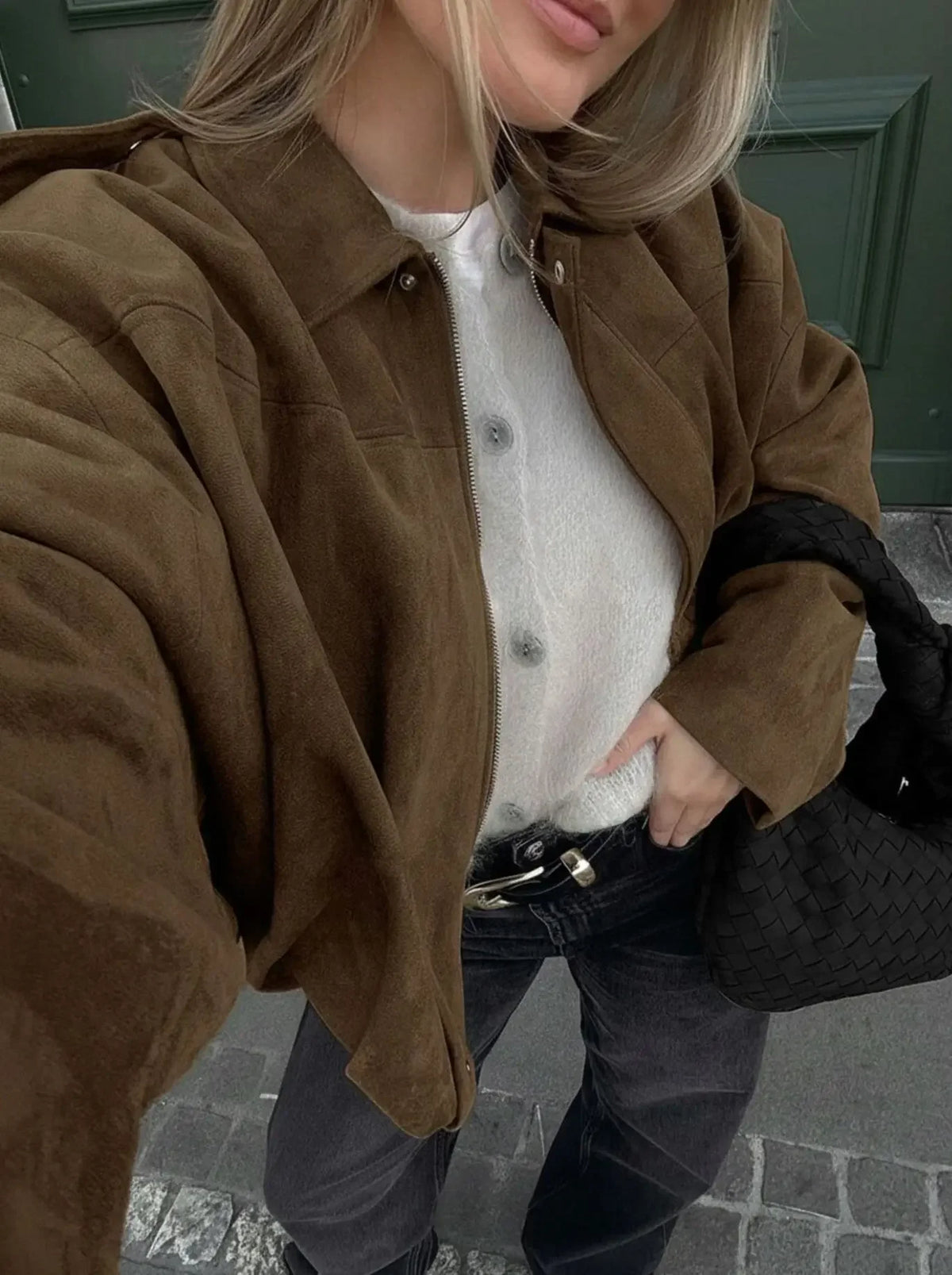 Women’s 2026 Autumn and Winter New Casual Fashion Suede-Textured Pilot Jacket Top