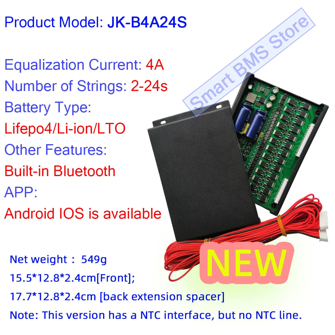JiKong Smart JK BMS Active Balancer 8s 16s 20s 24s B2A16S 2A 4A 5A 10A 15A Li-ion Lifepo4 JKBMS Equalizer with BT B2A24S 4A24S