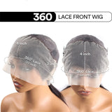 Kinky Straight Human Hair Wigs 360 Lace Front Wig Invisible Strap HD Pre