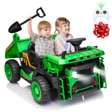 24V Ride on Toys w/Remote Control, 2 Seater 400W Ride on Dump Truck, Electric Powered Ride on w/Dump Bed, 3 Speeds, Shovel, Blue