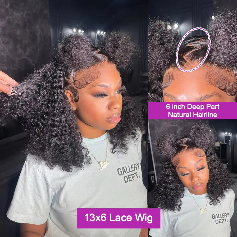 Pre Cut No Glue Water Wave 13x6 Bob Wigs Curly 7x5 Glueless Wig Human