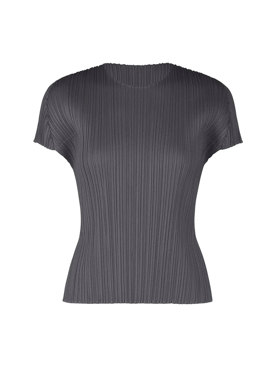 Miyake Pleated New Women's Round-neck Short-sleeved Top