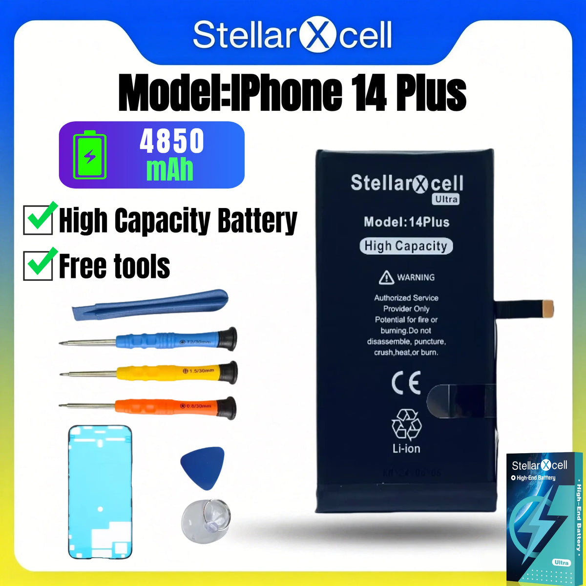High Cpacity Cell + 7037 TI Ultra Battery Replacement for iPhone StellarXcell11 13mini 15 IP14 Pro Max 12 16 16pro 16promax