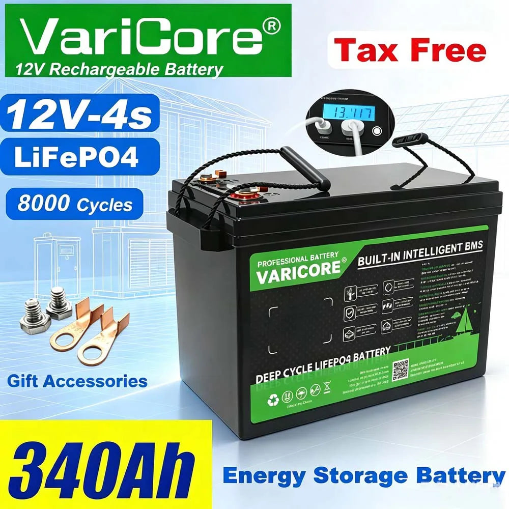 VariCore 12V/12.8v 340Ah 360Ah 180Ah 120Ah 100Ah 4s LiFePO4 Battery Lithium Iron Phosphate Batteries for RV Golf Cart Tax Free