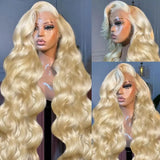 #613 Human Hair Wigs Body Wave 36 Inches 200% Density 13x6 13x4 HD Transparent Lace Frontal Wig 613 Blonde For Women Brazilian Hair Pre Plucked