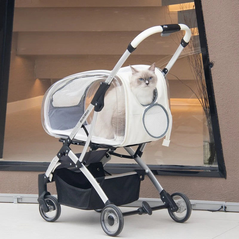 Luxury Pet Stroller Dogs 4 Wheels Foldable Detachable Cat Stroller Outdoor Walking Small Medium Puppy Strollers Portable Cheap