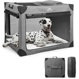 42 Inch Portable Travel Dog Kennel for Large Dogs with Durable Mesh Windows and 2 Storage Pockets Indoor and Outdoor for Car So