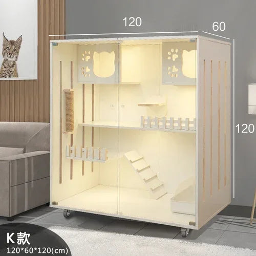 Solid Wood Cages Super Large Cat Villa Double-storey Cat Cage House Home Luxury Nest Cat Cabinet Indoor Pet  House