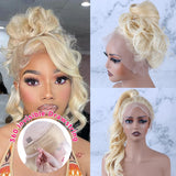 360 Invisible Drawstring 613 Blonde 13x4 13x6 Body Wave Lace Front Wig Preplucked Brazilian Lace Front Human Hair Wig 30 40 Inch