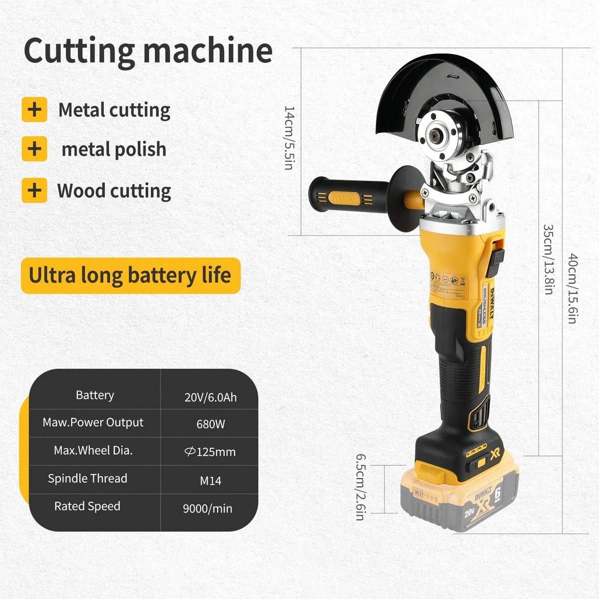 DEWALT DCG405FN Angle Grinder 20V Professional Cordless Power Tool Cutting Machine Rechargeable Brushless Portable Polisher