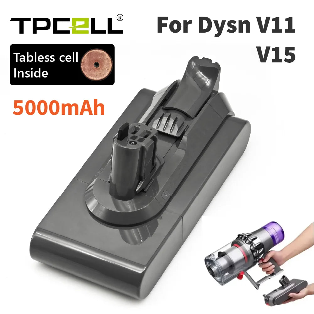 TPCELL For Dyson V11/V15 Removable Battery 4/5Ah TABLESS cell compatible V11 Absolute V11 Animal V11 Fluffy Extra Vacuum Cleaner