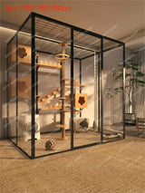 Displaying Cabinet Cat Cage Cattery Pet Products Animal Cages Solid Wooden Tempered Glass Large Luxury Cat Villa Hotel Cat House