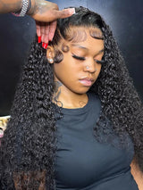Kinky Curly 13x4 Lace Front Human Hair Wigs For Women Indian Deep Curly Lace Frontal Wig Wet And Wavy Closure Wigs 200% Density