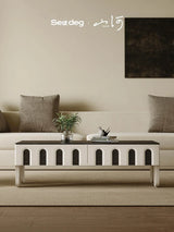 Stone Plate Coffee Table Living Room Large and Small Apartment Type Red Oak Wood Grain Coffee Table Light Luxury Modern