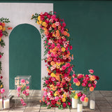 Hot Pink Orange Chrysanthemum Artificial Flower Runner for Event Backdrop Decor Props Wedding Florals Horn Arch Decoration J2357