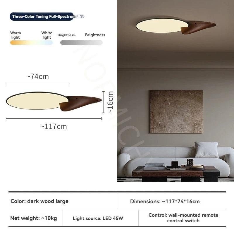 Modern New Chinese Style Led Ceiling Light Living Room Bedroom Master Light Wabi-Sabi Style Antique Solid Wood Home Appliance
