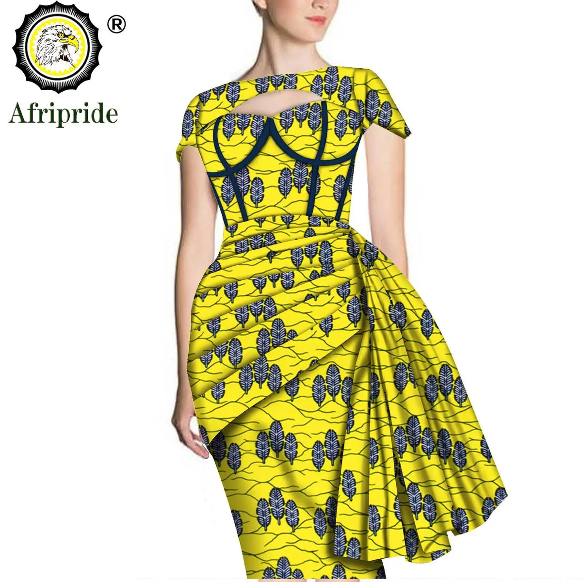 African Print Dresses for Women Short Sleeve Wrap Dashiki Outfits Ankara Attire Midi Party Wedding Evening S2025025