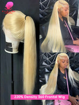 38 Inches 220 Density 360 Lace Frontal Wigs Straight Lace Frontal Wig
