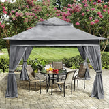 13x13 Pop Up Gazebo with Mesh Walls Outdoor Patio Canopy Sun Shelter Dark Gray, Custom
