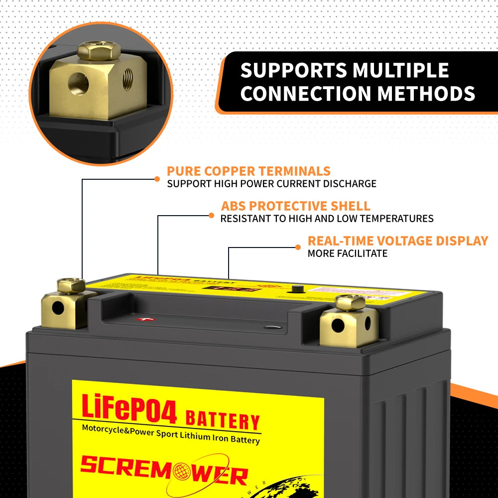 12V LiFePO4 Motorcycle Battery 4Ah 6Ah 8Ah 12Ah CCA 260A 350A 450A 620A 720A Lithium Iron Phosphate Starter Battery ATV UTV