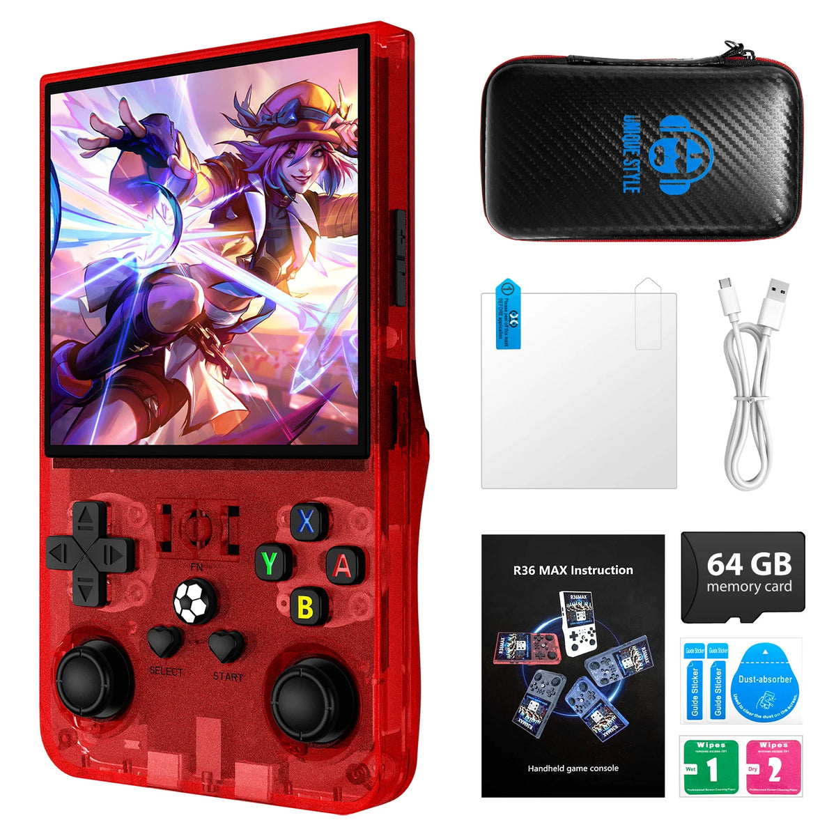 AISLPC R36MAX Handheld Game Console 4.0 Inch 64/128GB RK3326 Chip Retro Portable Video Game Player Open Source Pocket Console