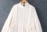 Spring New Women Japanese Small Fresh Lace Collar Embroidery Solid Color Dress