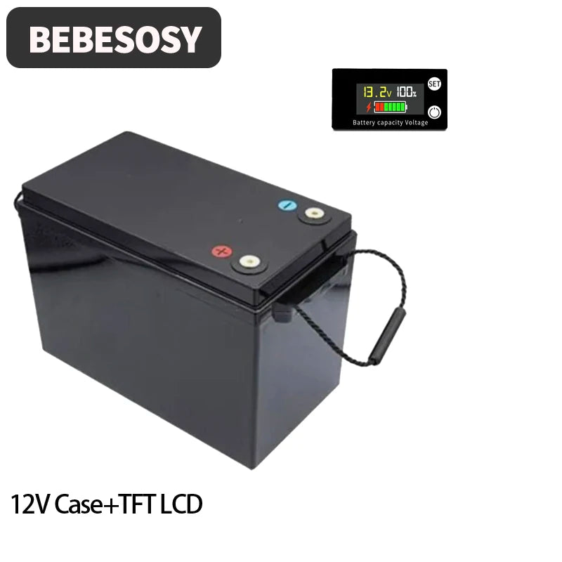 Case 12V 280AH DIY Battery Case Portable Battery Box 230AH 4S Optional 200A BMS 2A Active Balance TFT LCD Tape Bolt For RV