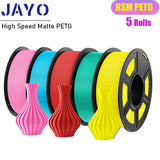 JAYO 3D Printer Filament  PETG PLA HSMPETG PLA PLUS 1.75mm 5Rolls 3D Printing Materials for 100% No Bubble &FDM 3D Pen DIY Gift