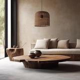 round coffee table medieval retro style old wood short coffee table simple modern coffee table atmosphere Japanes