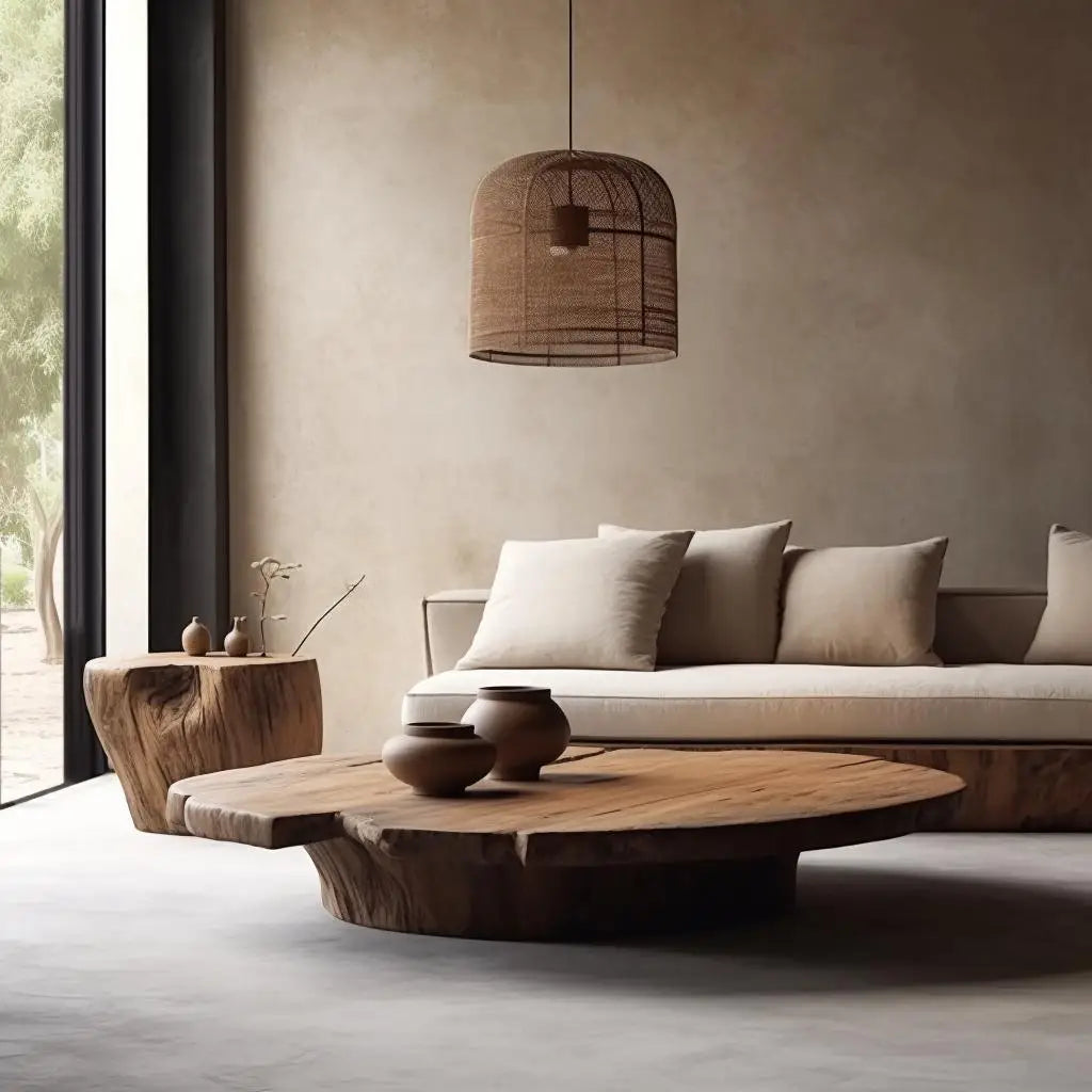 round coffee table medieval retro style old wood short coffee table simple modern coffee table atmosphere Japanes