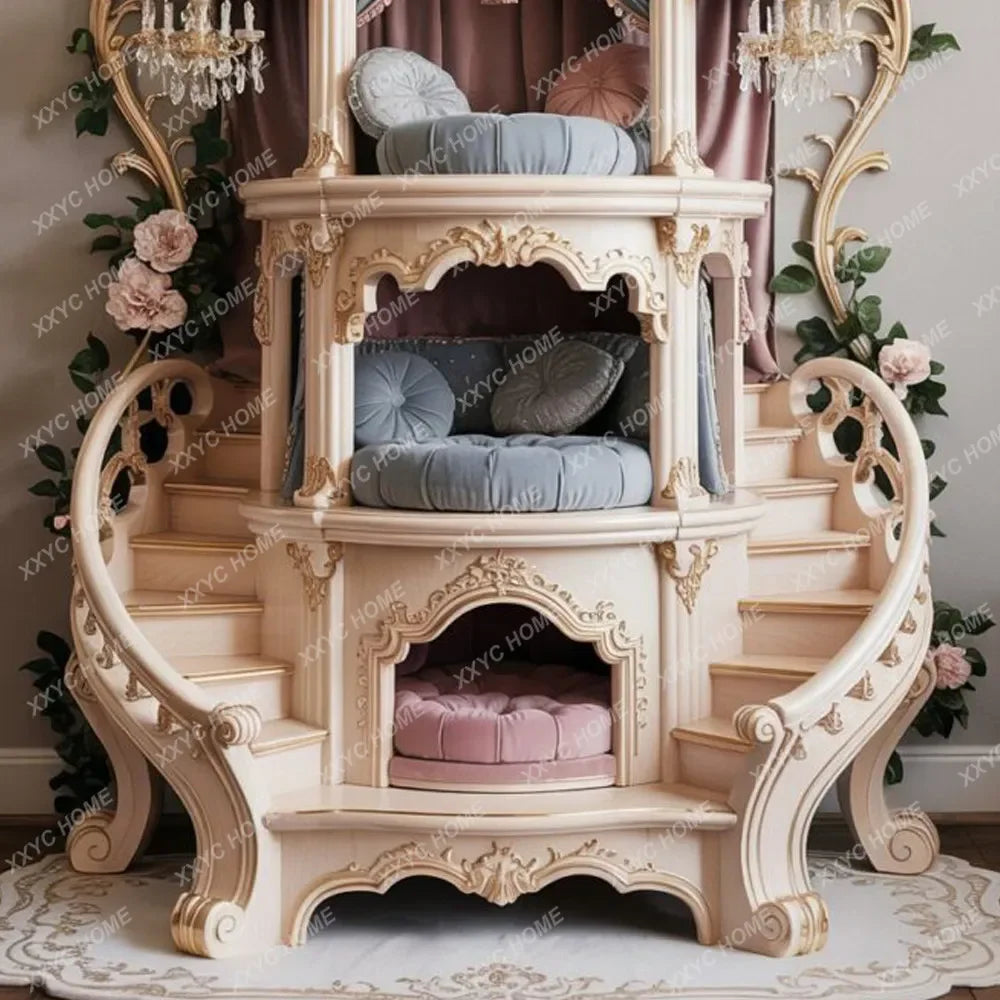 AA High-end solid wood cat climbing frame cat nest cage kitten villa luxury cat house warmth