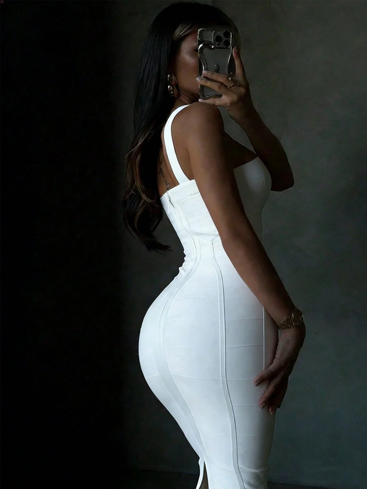 Sexy Halter White Ribbed Midi Bodycon Dress For Women Bandage Dress Elegant Night Out Evening Cocktail Party Dress Summer