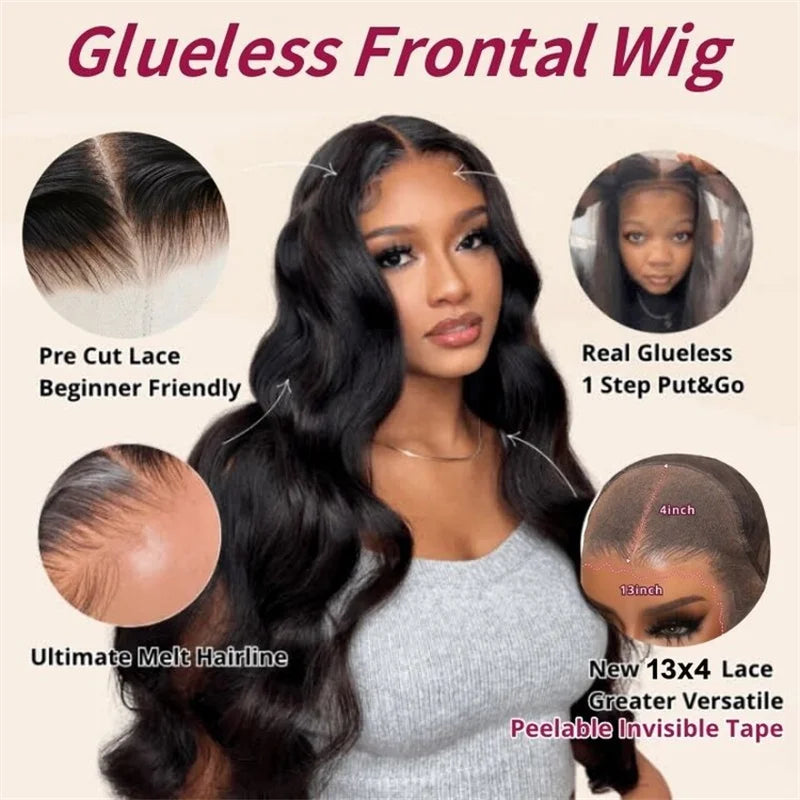 Beautyforever 3D Body Wave Bye-Bye Knots Glueless Wig Human Hair Ready to Wear Lace Front Wig 100% Raw Human Hair Wig Drawstring