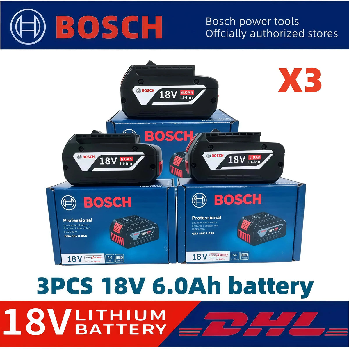 100% Original Bosch 18V Battery, 6000mAh Backup Batteries, Draadloze Professional System, BAT609 BAT618 GBA18V80 Tool