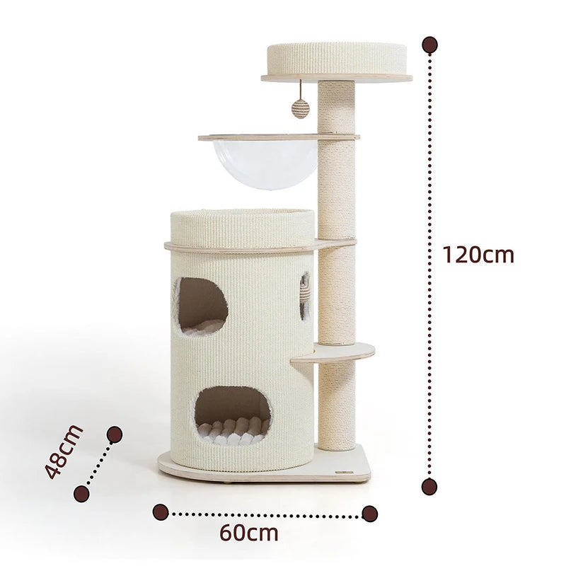 Nordic Minimalist Cat Tree Modern Solid Wood Space-Saving Cat Tree Toy Comfortable Furniture & Scratchers Rascador Gatos FYCT