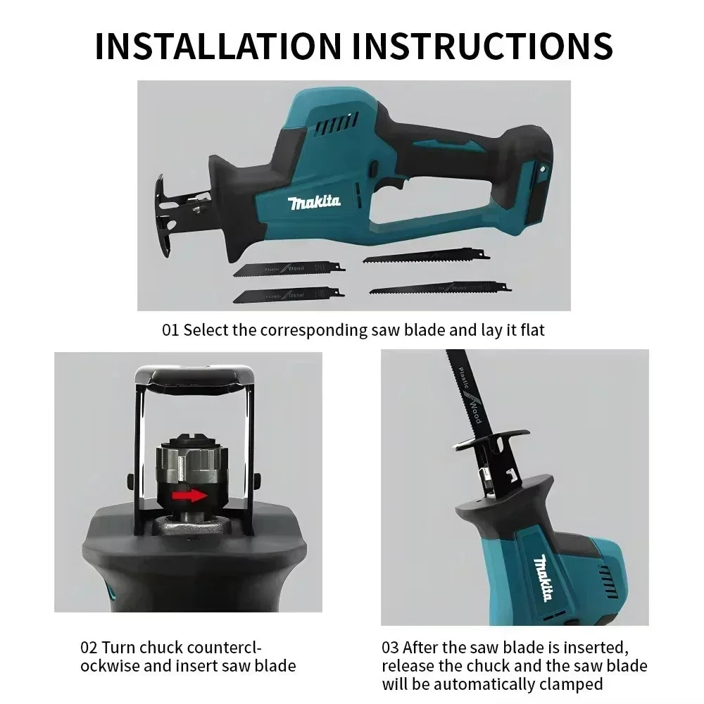 Makita Cutting Saw Portable Saw Power Tool DJR189 18V Cordless Electric Reciprocating Saw Brushless Rechargeable Wood Metal