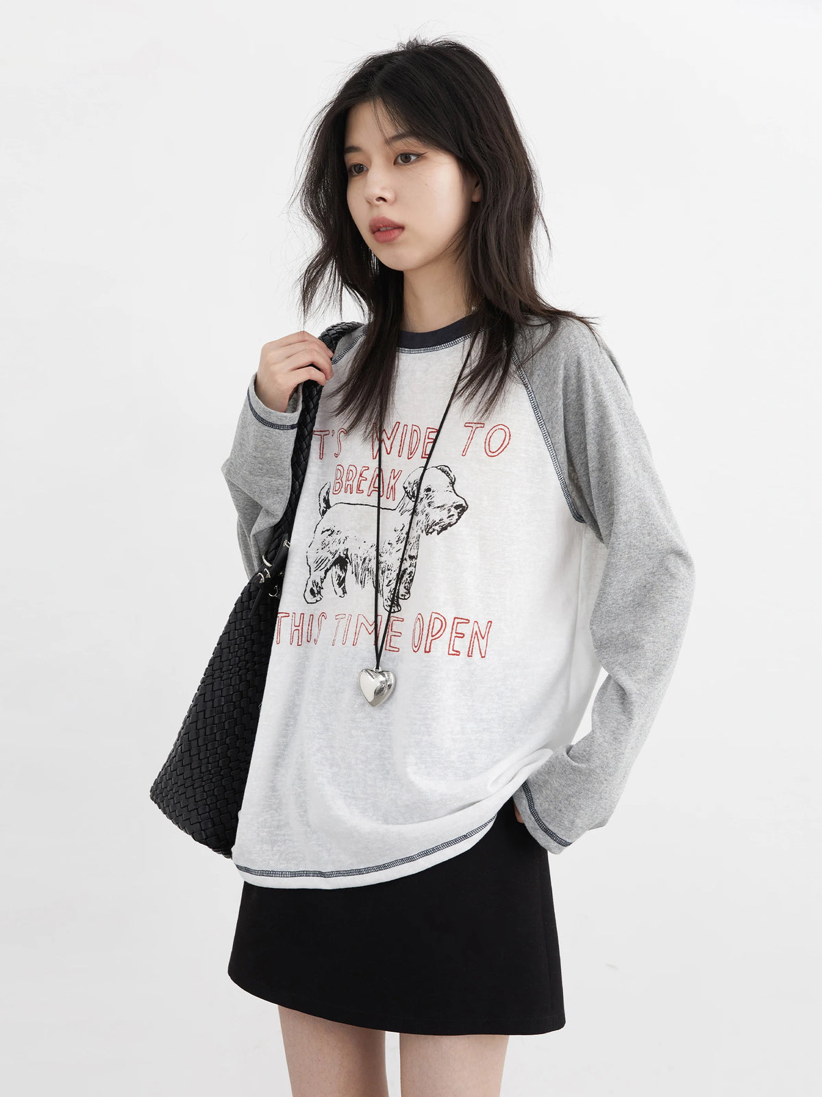 CHIC VEN Korean Women T-Shirts Loose Casual New O Neck Contrasting Letter Printed Long Sleeved Female Tops Spring Autumn 2025