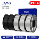 JAYO 3D PETG/PLA/PLA PLUS Filament 1.75mm PLA Filament 5 Rolls For Bambu FDM 3D Printer Neatly Wound 3D Printing Material for 3d