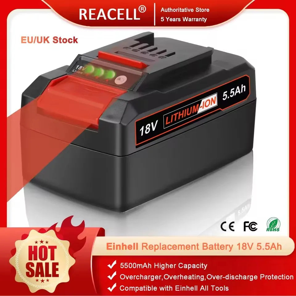 18V 6.0 Ah Li-ion Replacement Battery 4511395 for EINhell 4511481 4511396 PXC AXXIO GE-LC 18 Li Series Cordless Drill Battery