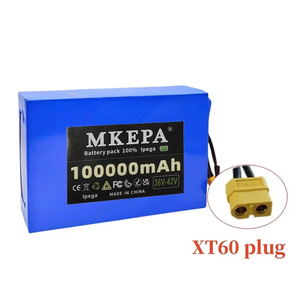 36V 100Ah 10S6P Lithium-Ion Battery Pack 36V 100000mAh 1000W Electric Battery Built-in BMS
