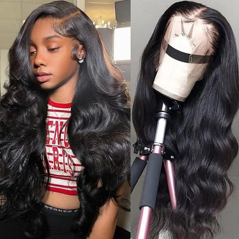 Body Wave Human Hair Wigs 13X6 Hd Lace Frontal Wig 250 Density 30 40Inch Lace Front Wig Pre Plucked Brazilian Hair Natural Black