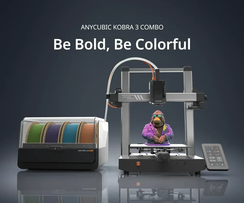 Anycubic Kobra 3 Combo Multi-Color Printing 4 to 8 Colors Max 600mm/s printing speed Anycubic FDM 3D Printer