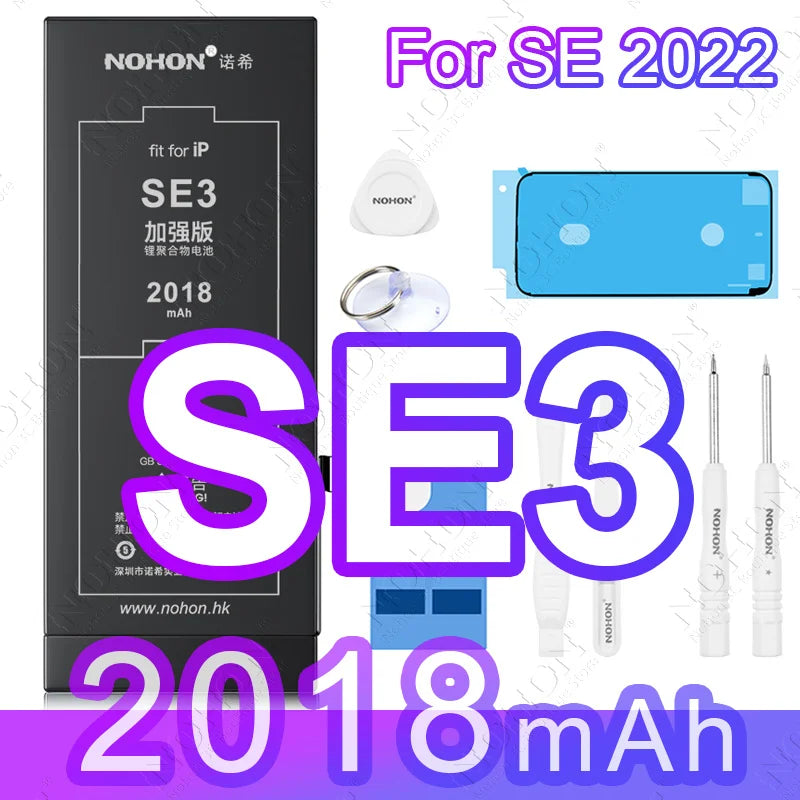NOHON High Quality 2160mAh Battery For iPhone SE 2022 2020 2016 SE2 SE3 11 12 13 14 Phone Replacement Batteries With Tool Kit